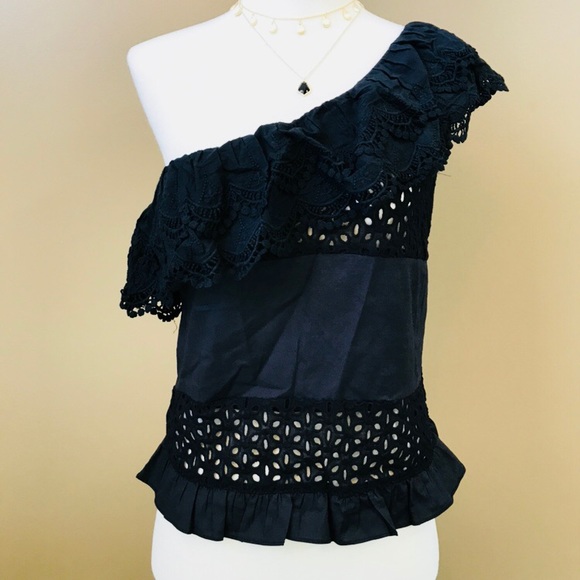 Last 1! 🌟HP🌟Black Eyelet Ruffle Top - Picture 5 of 5